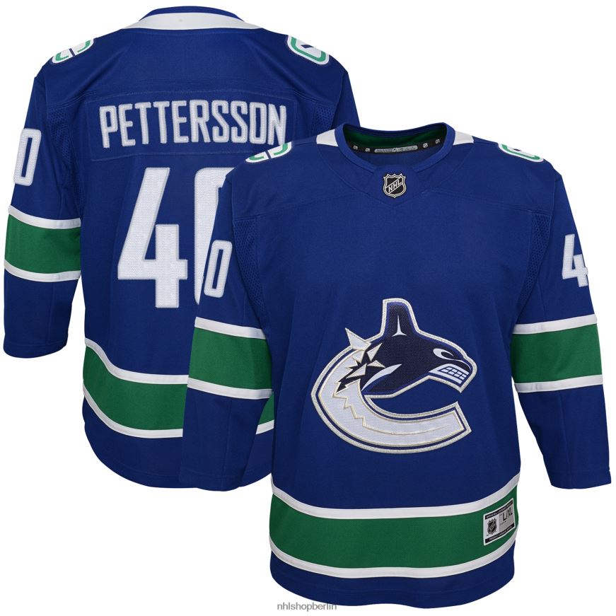 Jugend NHL Vancouver Canucks Elias Pettersson blaues 2019/20 Premier-Spieler-Heimtrikot Kleidung BF680T1798