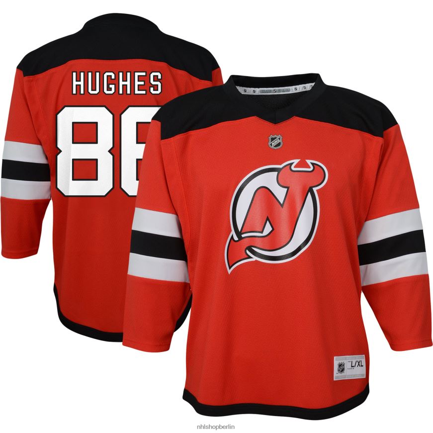 Jugend NHL Vorschul-New-Jersey-Devils-Jack-Hughes-Rot-Heim-Replik-Spielertrikot Kleidung BF680T615