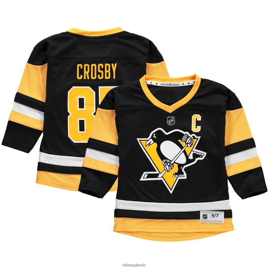 Jugend NHL Vorschul-Pittsburgh Penguins Sidney Crosby schwarzes Replika-Spielertrikot Kleidung BF680T458