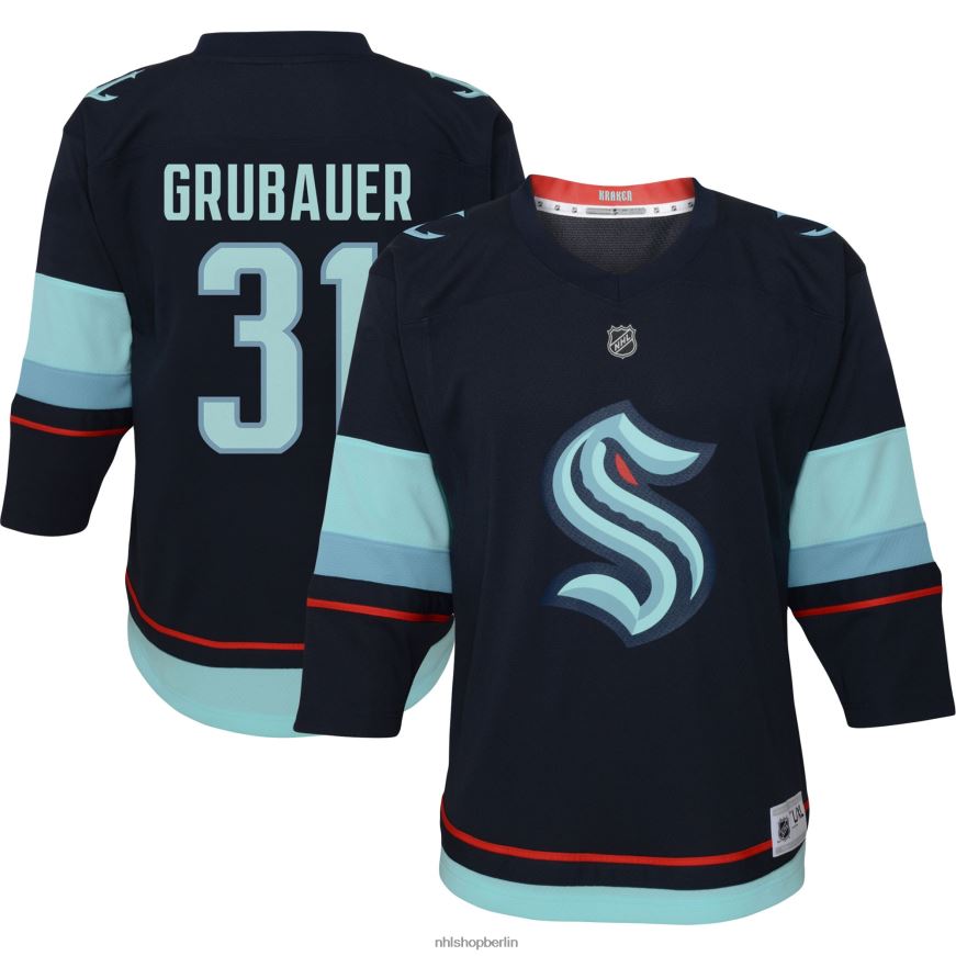 Jugend NHL Vorschul-Seattle-Kraken-Philipp-Grubauer-Tiefseeblau-Heim-Replika-Spielertrikot Kleidung BF680T1053