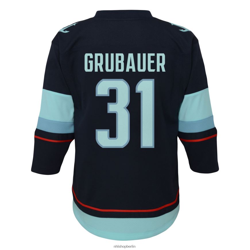 Jugend NHL Vorschul-Seattle-Kraken-Philipp-Grubauer-Tiefseeblau-Heim-Replika-Spielertrikot Kleidung BF680T1053