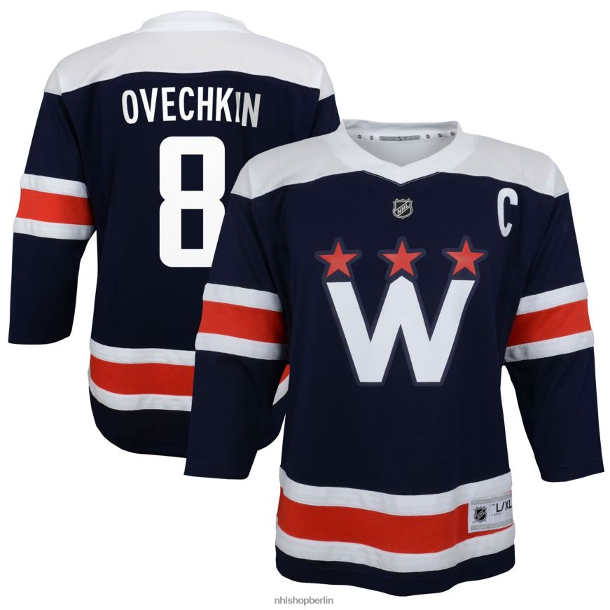 Jugend NHL Vorschule Washington Capitals Alexander Ovechkin Navy 2020/21 alternatives Replika-Spielertrikot Kleidung BF680T865