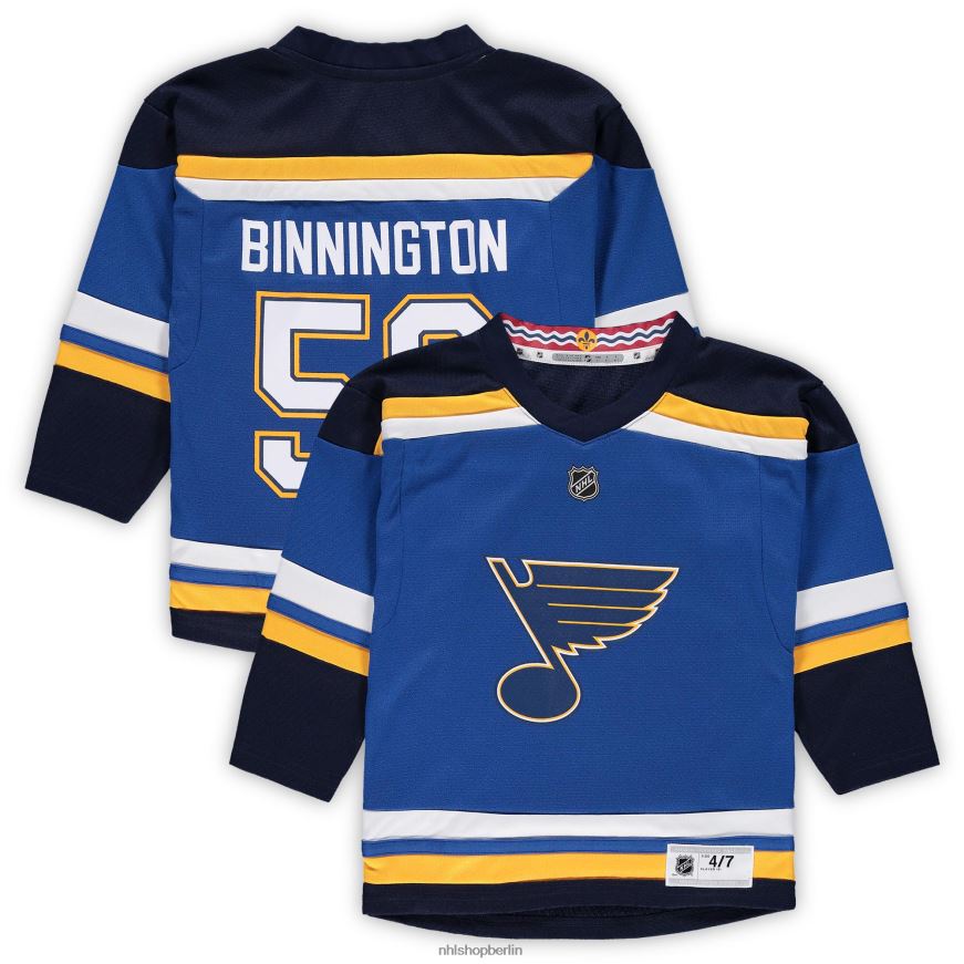 Jugend NHL Vorschulst Louis Blues Jordan Binnington Blue Home Replik-Spielertrikot Kleidung BF680T812