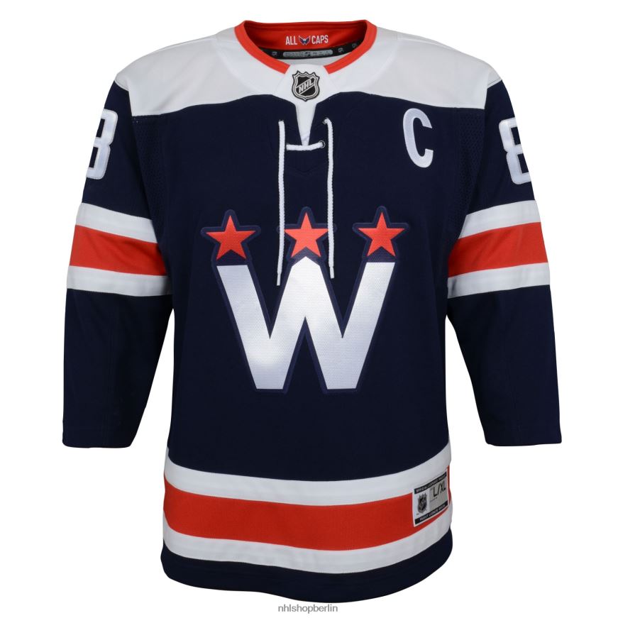 Jugend NHL Washington Capitals Alexander Ovechkin Navy 2020/21 alternatives Premier-Spieler-Trikot Kleidung BF680T1142