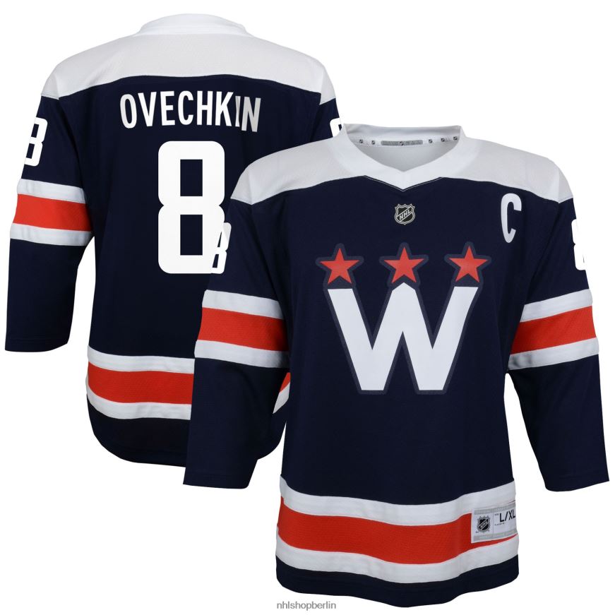 Jugend NHL Washington Capitals Alexander Ovechkin Navy 2020/21 alternatives Replica-Spielertrikot Kleidung BF680T381