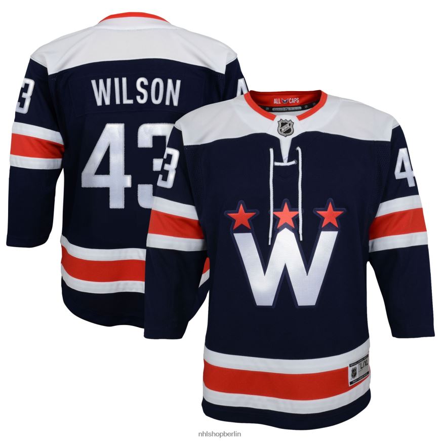 Jugend NHL Washington Capitals Tom Wilson Navy 2020/21 alternatives Premier-Spieler-Trikot Kleidung BF680T1149