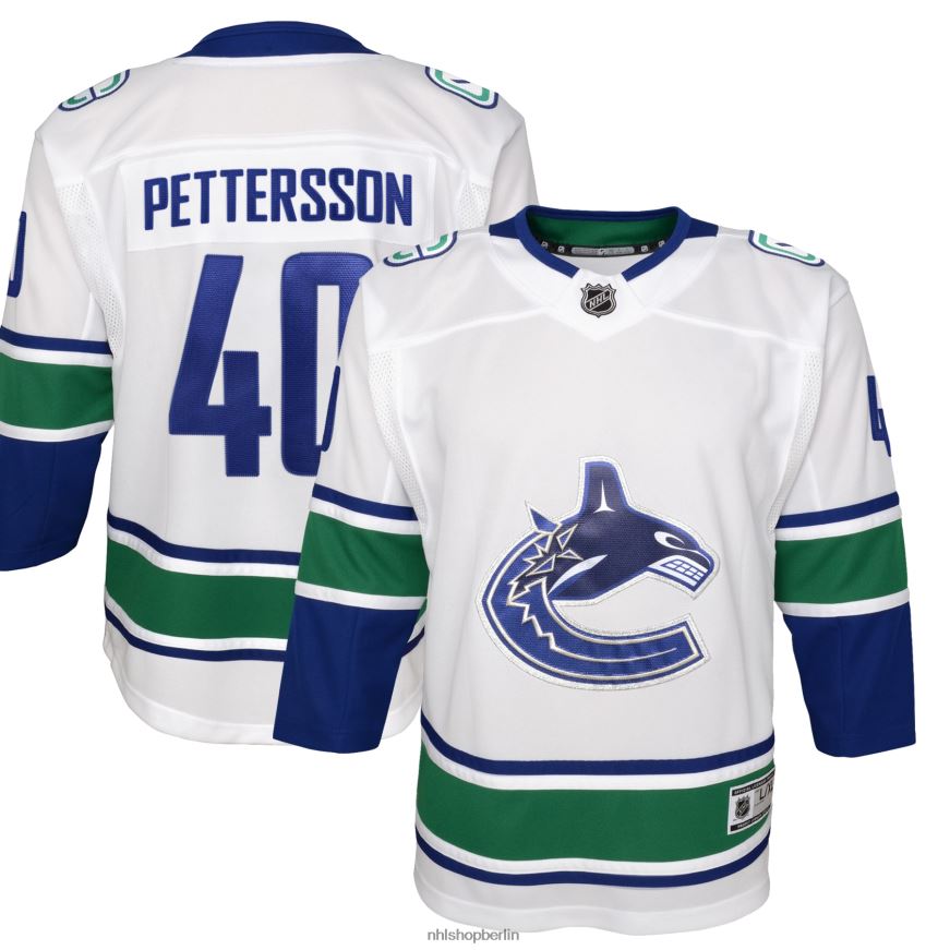 Jugend NHL Weißes Elias Pettersson-Auswärtstrikot der Vancouver Canucks 2019/20 für Premier-Spieler Kleidung BF680T1571