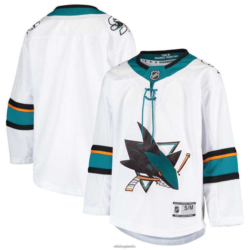 Jugend NHL Weißes Premier-Auswärtstrikot der San Jose Sharks Kleidung BF680T1117