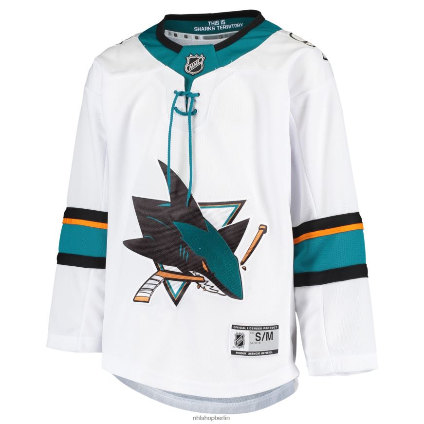 Jugend NHL Weißes Premier-Auswärtstrikot der San Jose Sharks Kleidung BF680T1117