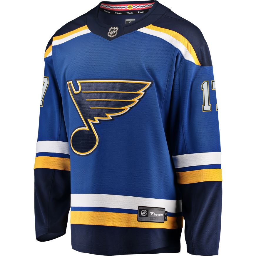 Jugend NHL st Blaues Breakaway-Spielertrikot mit Fanatics-Logo der Louis Blues Jaden Schwartz Kleidung BF680T2277