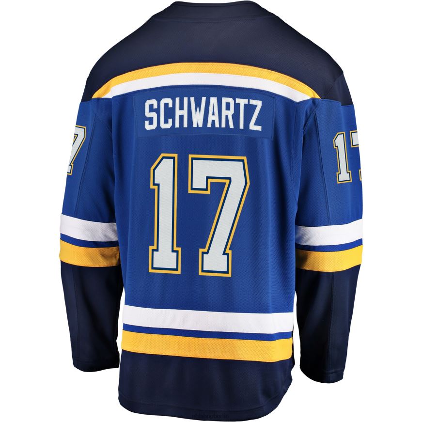 Jugend NHL st Blaues Breakaway-Spielertrikot mit Fanatics-Logo der Louis Blues Jaden Schwartz Kleidung BF680T2277