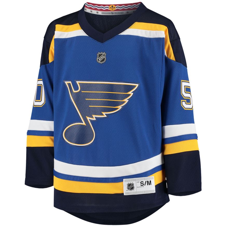 Jugend NHL st Louis Blues Jordan Binnington Blue Home Replik-Spielertrikot Kleidung BF680T584