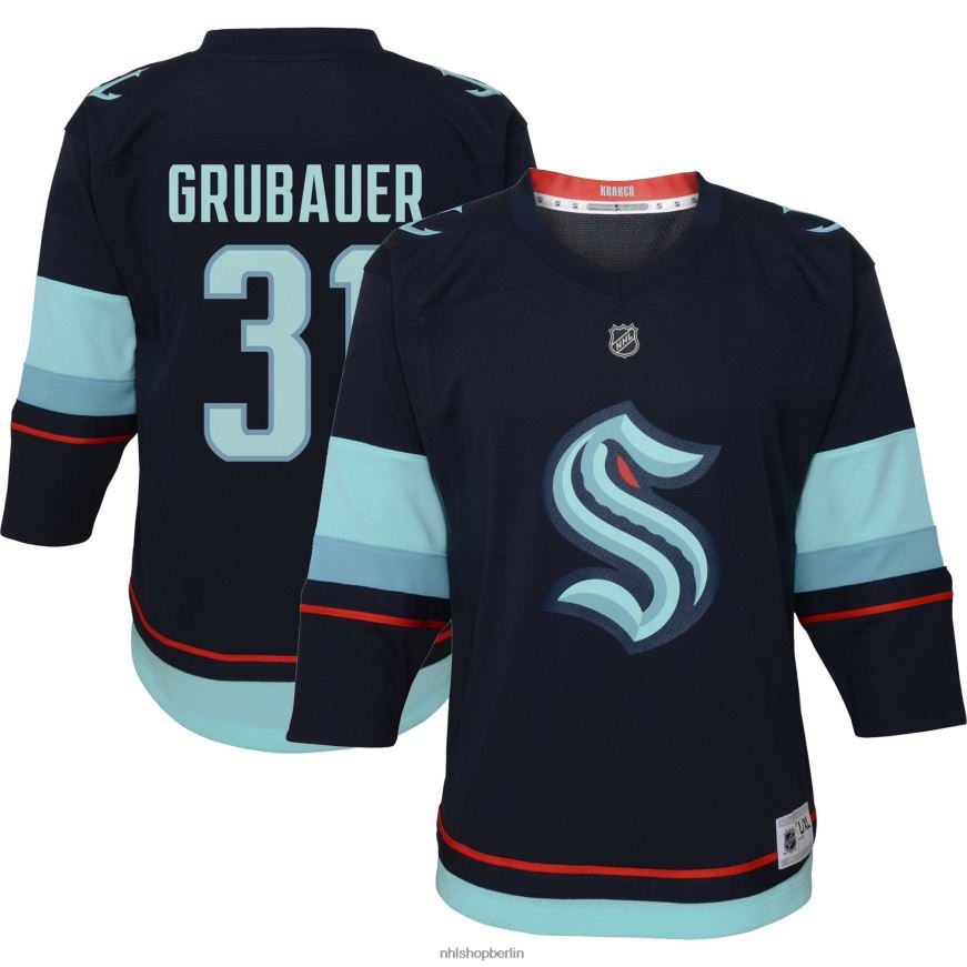 Kleinkind NHL Seattle Kraken Philipp Grubauer Tiefseeblaues Heim-Replika-Spielertrikot Kleidung BF680T1396