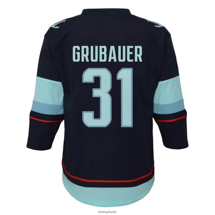 Kleinkind NHL Seattle Kraken Philipp Grubauer Tiefseeblaues Heim-Replika-Spielertrikot Kleidung BF680T1396