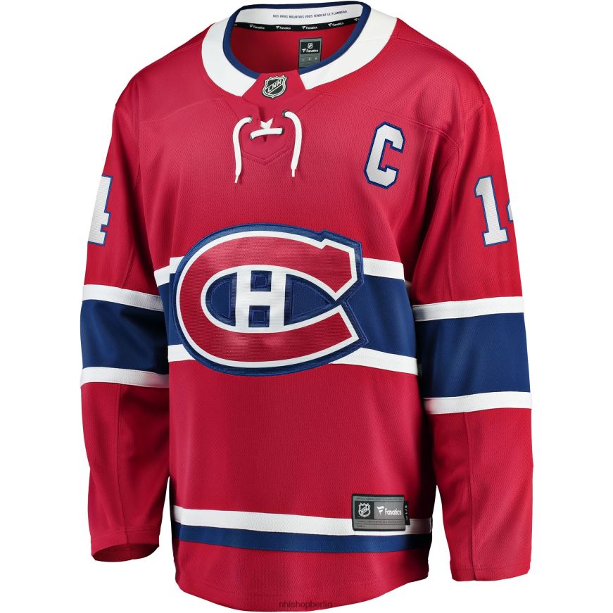 Männer NHL Abtrünniges Spielertrikot der Montreal Canadiens mit Nick Suzuki Fanatics-Logo auf rotem Heimkapitän-Aufnäher Kleidung BF680T1024