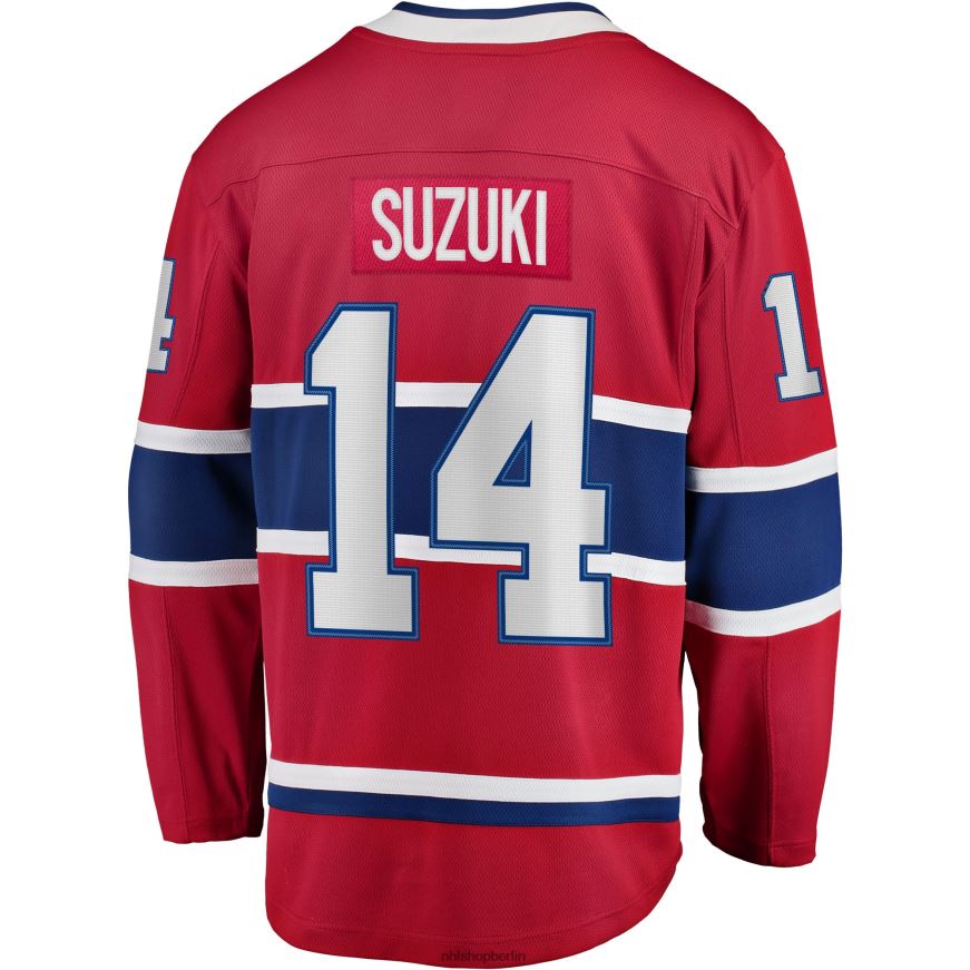 Männer NHL Abtrünniges Spielertrikot der Montreal Canadiens mit Nick Suzuki Fanatics-Logo auf rotem Heimkapitän-Aufnäher Kleidung BF680T1024