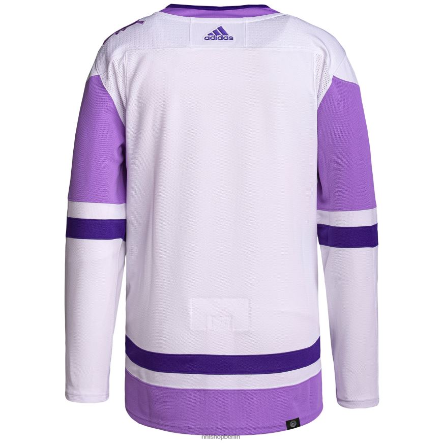 Männer NHL Adidas Los Angeles Kings Weiß/Lila Hockey bekämpft Krebs Primegreen Authentisches Blanko-Trainingstrikot Kleidung BF680T751