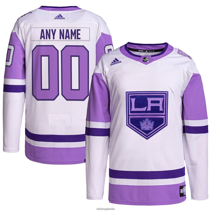 Männer NHL Adidas Los Angeles Kings weiß/lila Hockey bekämpft Krebs Primegreen authentisches individuelles Trikot Kleidung BF680T2124