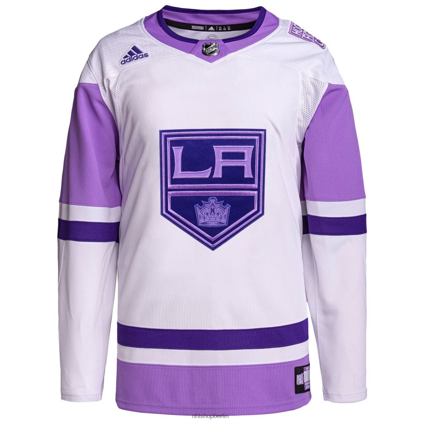 Männer NHL Adidas Los Angeles Kings weiß/lila Hockey bekämpft Krebs Primegreen authentisches individuelles Trikot Kleidung BF680T2124