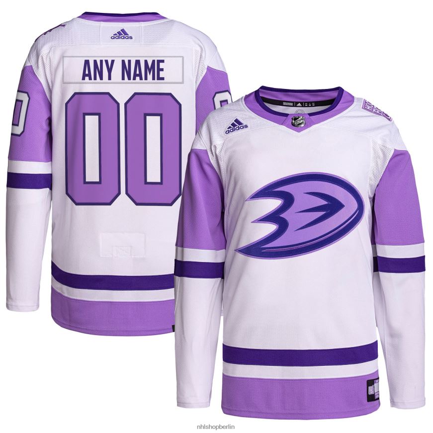 Männer NHL Anaheim Ducks Adidas weiß/lila Hockey bekämpft Krebs Primegreen authentisches individuelles Trikot Kleidung BF680T2016