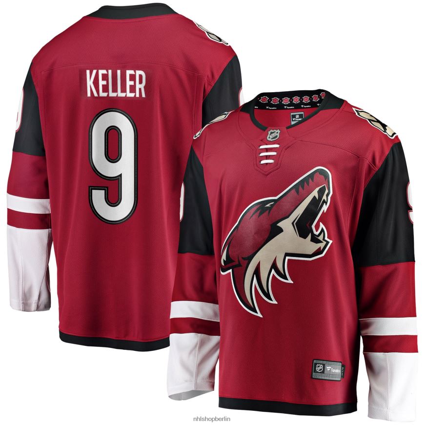 Männer NHL Arizona Coyotes Clayton Keller Fanatics Branded Garnet Home Premier Breakaway-Spielertrikot Kleidung BF680T1274