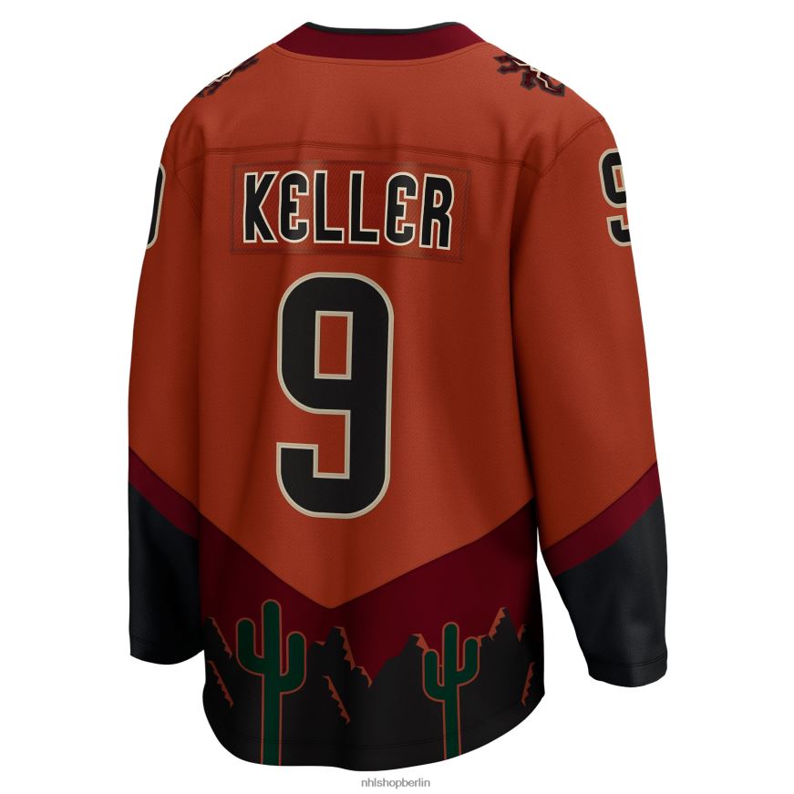 Männer NHL Arizona Coyotes Clayton Keller Fanatics gebrandetes Burnt Orange Special Edition 20 Breakaway-Spielertrikot Kleidung BF680T298