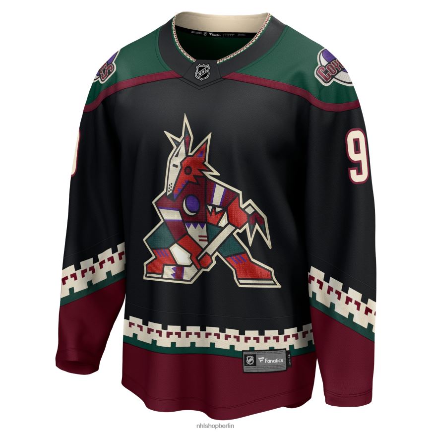 Männer NHL Arizona Coyotes Clayton Keller Fanatics gebrandetes schwarzes Home-Premier-Breakaway-Spielertrikot Kleidung BF680T293