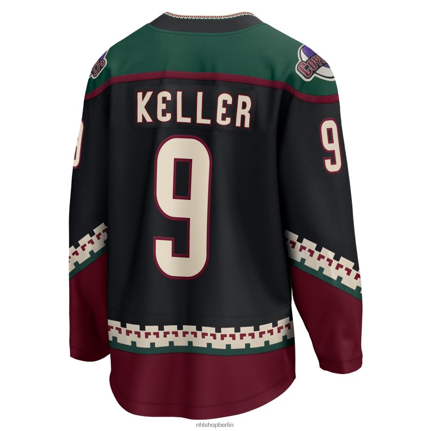 Männer NHL Arizona Coyotes Clayton Keller Fanatics gebrandetes schwarzes Home-Premier-Breakaway-Spielertrikot Kleidung BF680T293