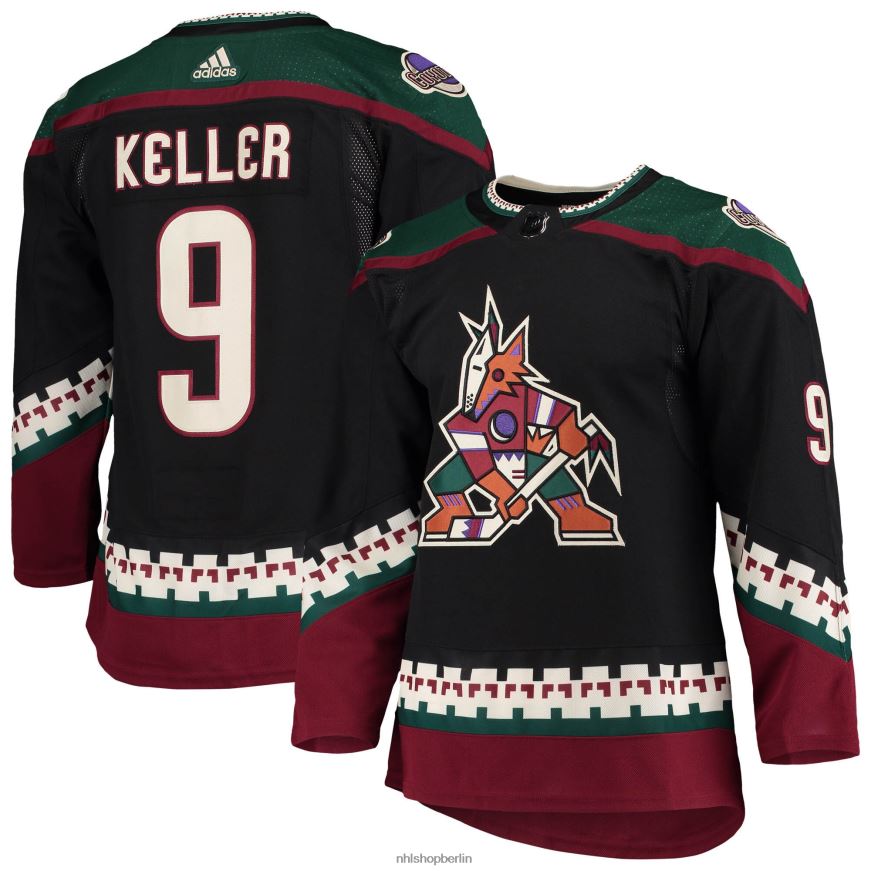 Männer NHL Arizona Coyotes Clayton Keller adidas schwarzes authentisches Heimtrikot für Profispieler Kleidung BF680T304