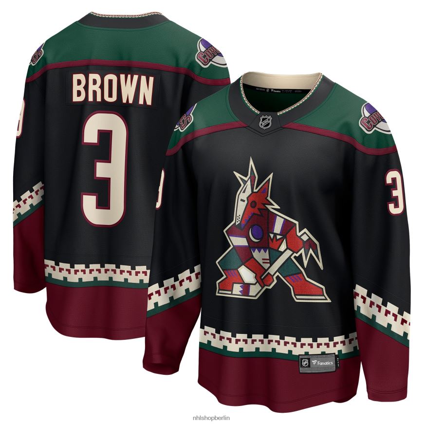 Männer NHL Arizona Coyotes Josh Brown Fanatics-gebrandetes schwarzes Heim-Ausreißer-Spielertrikot Kleidung BF680T2251