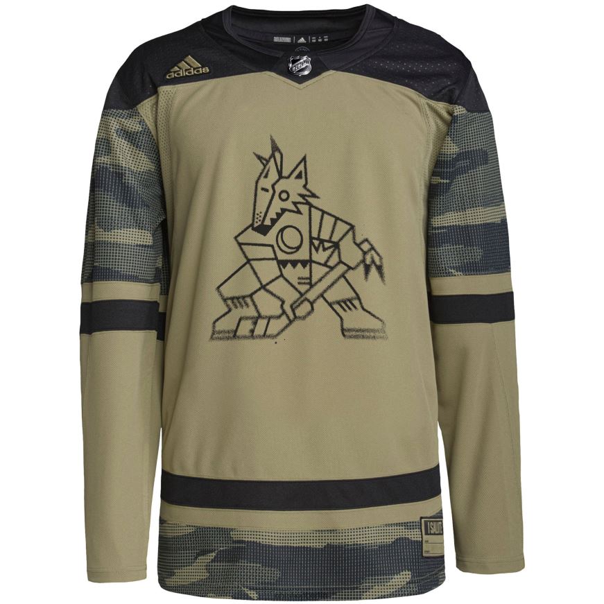 Männer NHL Arizona Coyotes adidas Camo Military Appreciation Team authentisches individuelles Übungstrikot Kleidung BF680T2095