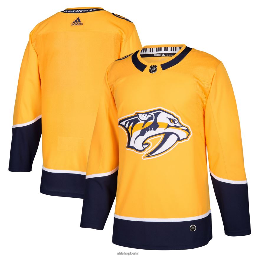 Männer NHL Authentisches Blanko-Trikot der Nashville Predators adidas Gold Home Kleidung BF680T1613