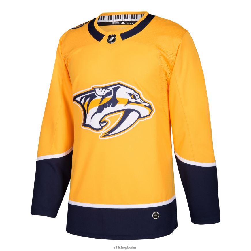 Männer NHL Authentisches Blanko-Trikot der Nashville Predators adidas Gold Home Kleidung BF680T1613