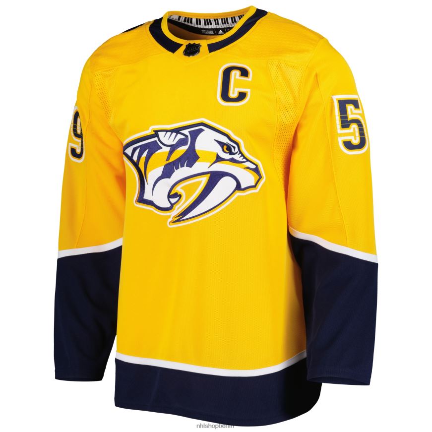 Männer NHL Authentisches Pro-Spieler-Trikot der Nashville Predators Roman Josi adidas Gold Captain Home Primegreen Kleidung BF680T758