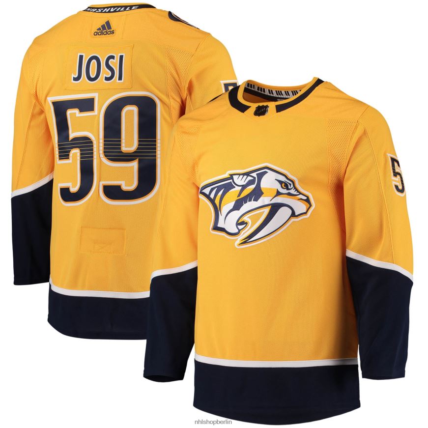 Männer NHL Authentisches Pro-Spieler-Trikot der Nashville Predators Roman Josi adidas Gold Home Primegreen Kleidung BF680T1404