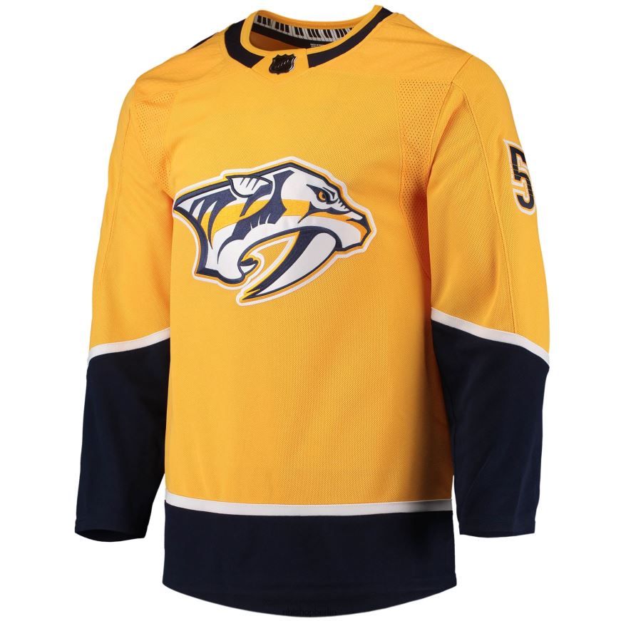 Männer NHL Authentisches Pro-Spieler-Trikot der Nashville Predators Roman Josi adidas Gold Home Primegreen Kleidung BF680T1404