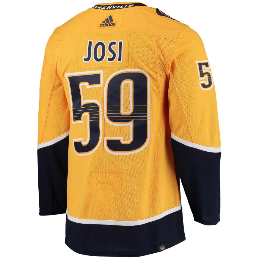 Männer NHL Authentisches Pro-Spieler-Trikot der Nashville Predators Roman Josi adidas Gold Home Primegreen Kleidung BF680T1404