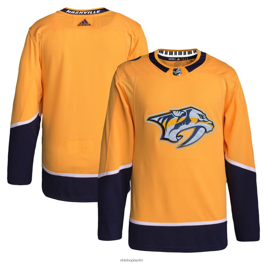 Männer NHL Authentisches Profi-Trikot der Nashville Predators adidas Gold Home Primegreen Kleidung BF680T1923