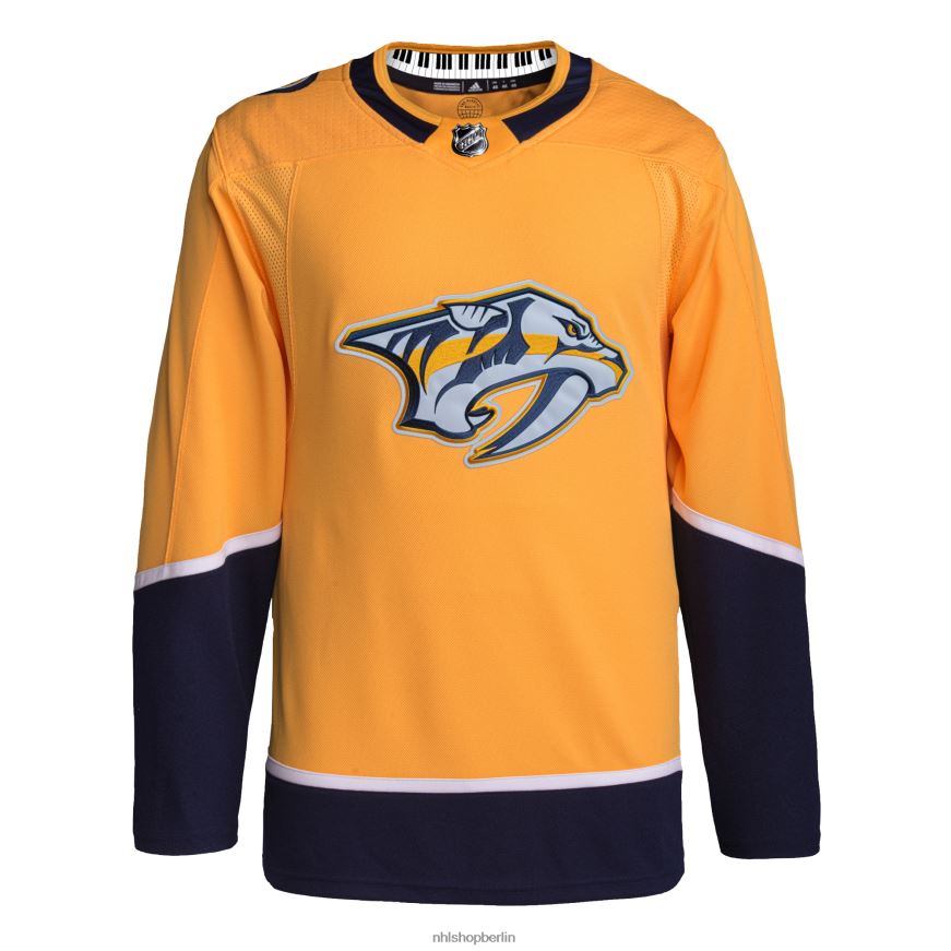 Männer NHL Authentisches Profi-Trikot der Nashville Predators adidas Gold Home Primegreen Kleidung BF680T1923