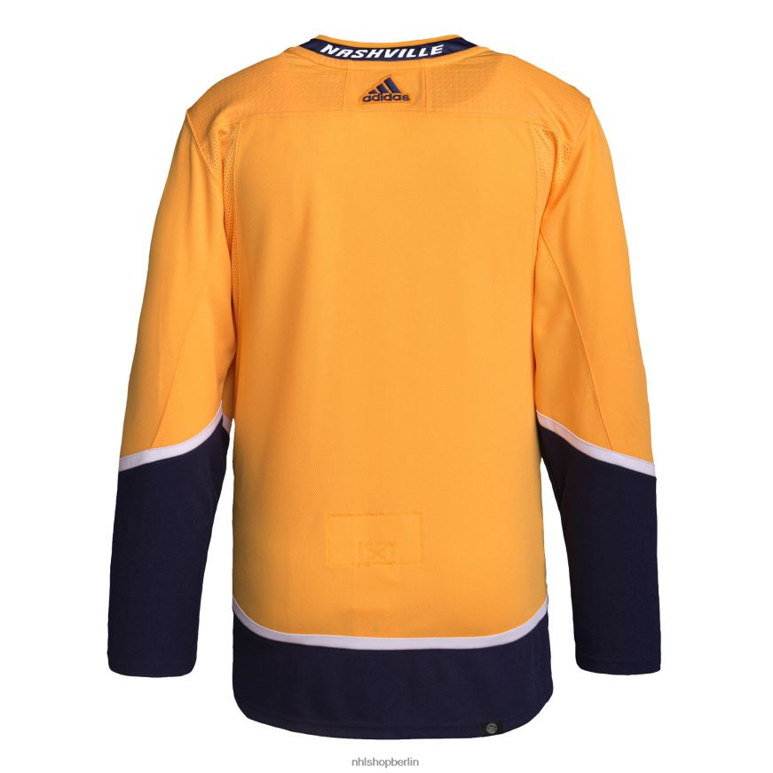 Männer NHL Authentisches Profi-Trikot der Nashville Predators adidas Gold Home Primegreen Kleidung BF680T1923