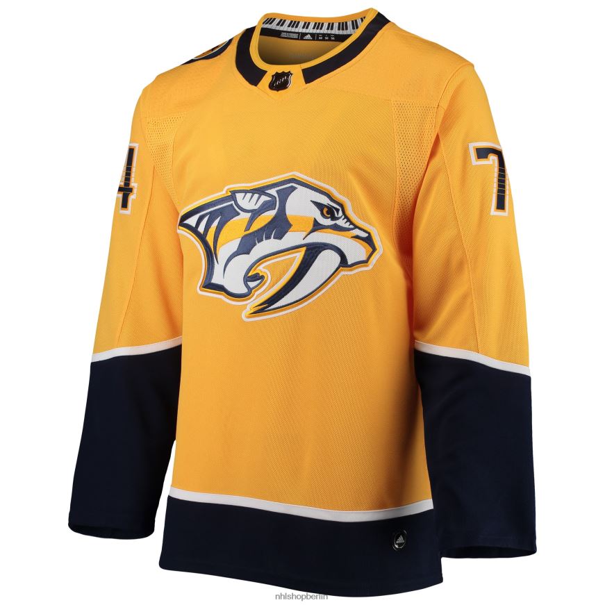 Männer NHL Authentisches Spielertrikot der Nashville Predators Juuse Saros von Adidas in Gold Kleidung BF680T790