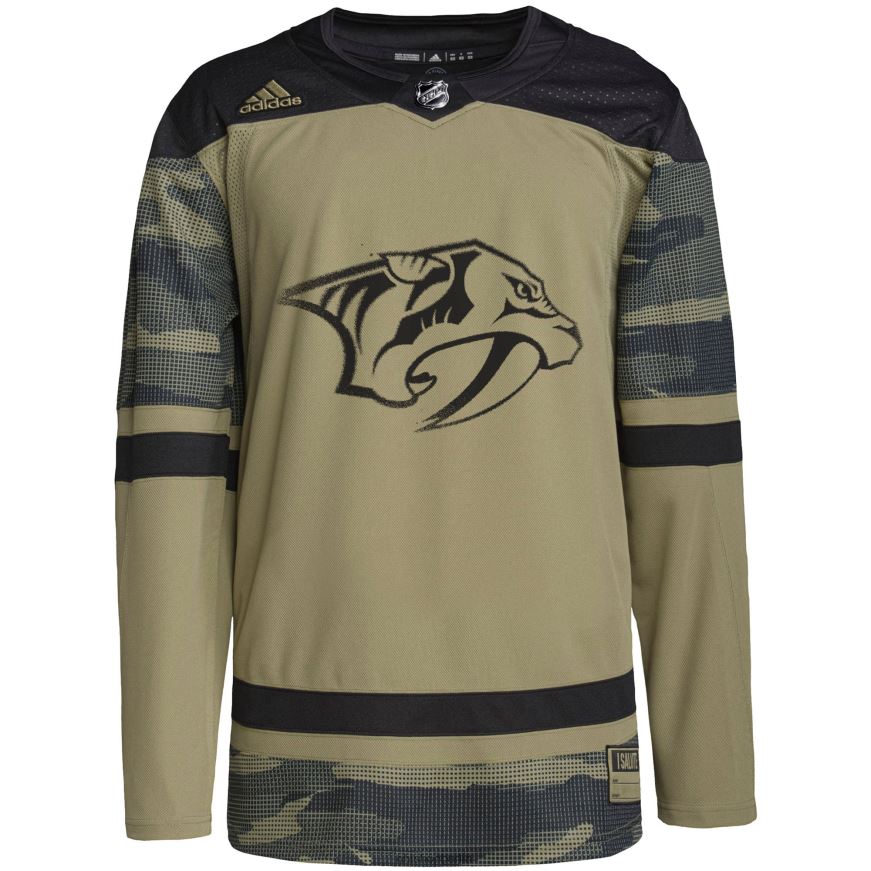 Männer NHL Authentisches Trainingstrikot der Nashville Predators adidas Camo Military Appreciation Team Kleidung BF680T845