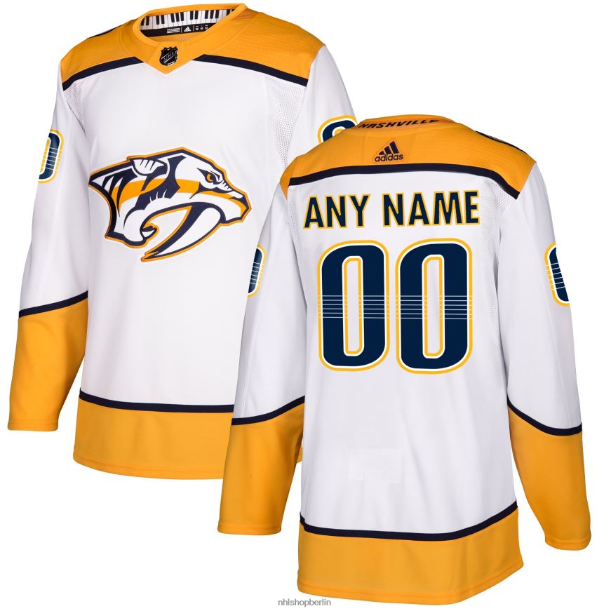 Männer NHL Authentisches individuelles weißes Auswärtstrikot der Nashville Predators adidas Kleidung BF680T2403