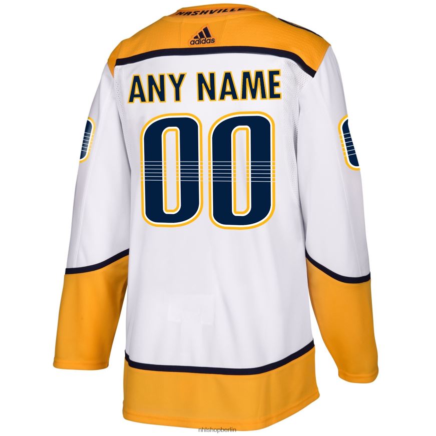 Männer NHL Authentisches individuelles weißes Auswärtstrikot der Nashville Predators adidas Kleidung BF680T2403