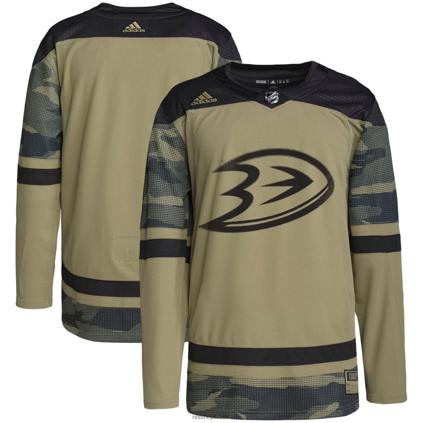 Männer NHL Authentisches Übungstrikot der Anaheim Ducks adidas Camo Military Appreciation Team Kleidung BF680T811