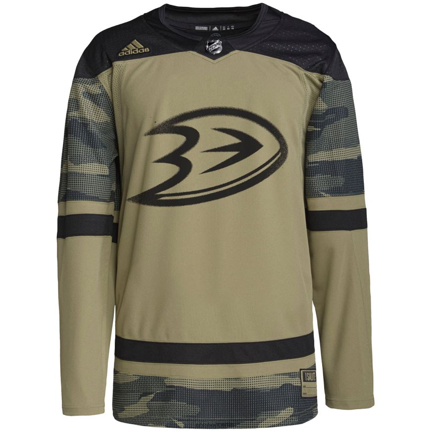 Männer NHL Authentisches Übungstrikot der Anaheim Ducks adidas Camo Military Appreciation Team Kleidung BF680T811