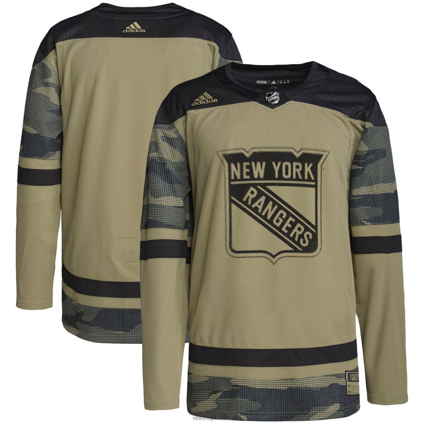 Männer NHL Authentisches Übungstrikot der New York Rangers adidas Camo Military Appreciation Team Kleidung BF680T1036