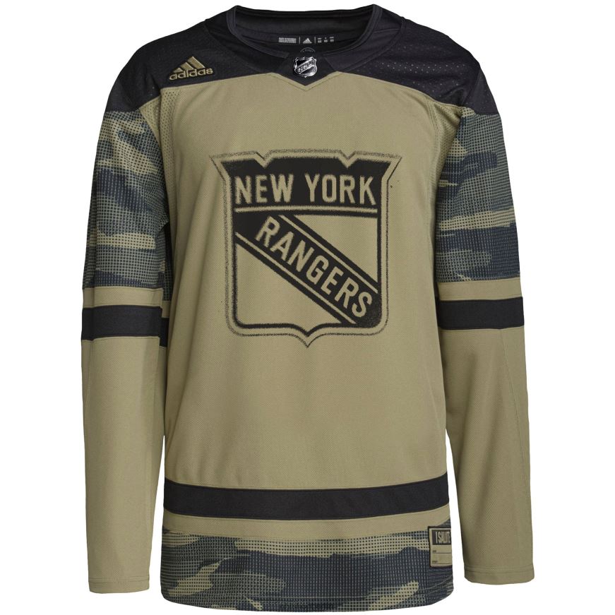 Männer NHL Authentisches Übungstrikot der New York Rangers adidas Camo Military Appreciation Team Kleidung BF680T1036