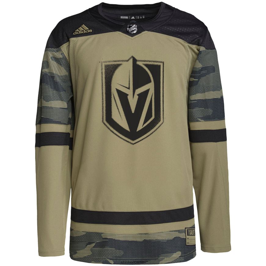 Männer NHL Authentisches Übungstrikot der Vegas Golden Knights adidas Camo Military Appreciation Team Kleidung BF680T453