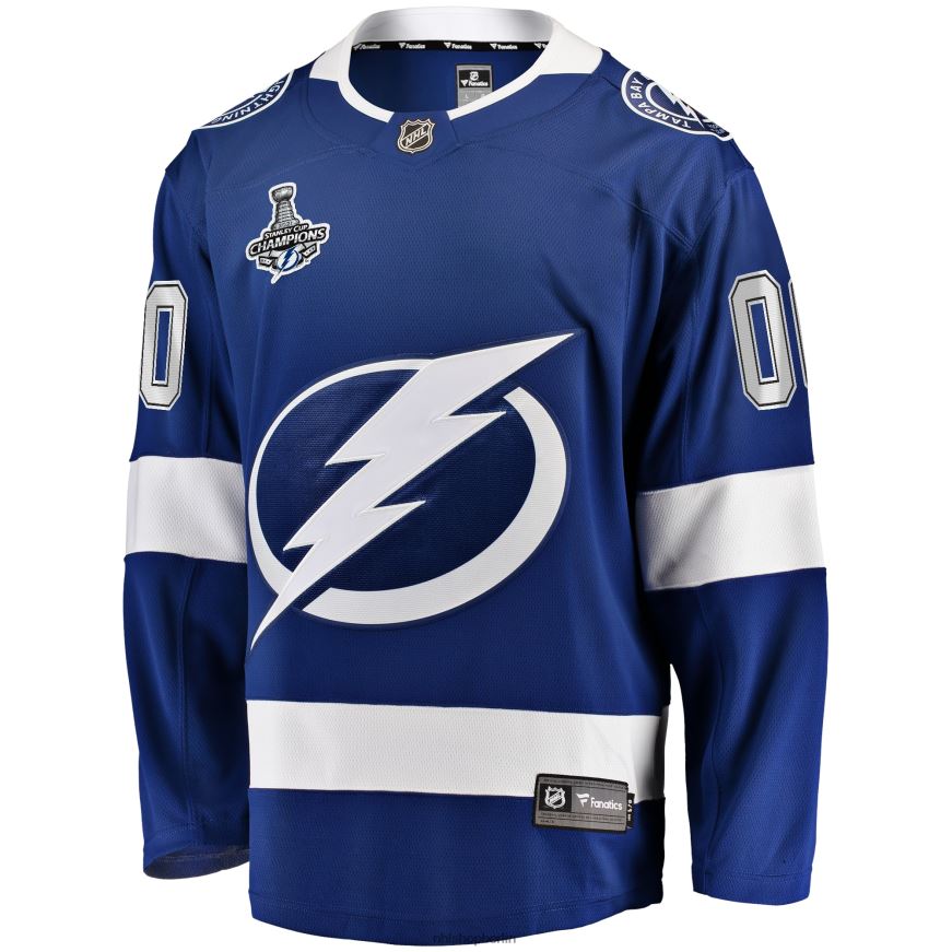 Männer NHL Blaues 2021 Stanley Cup Champions Home Breakaway-Trikot der Tampa Bay Lightning Fanatics nach Maß Kleidung BF680T247